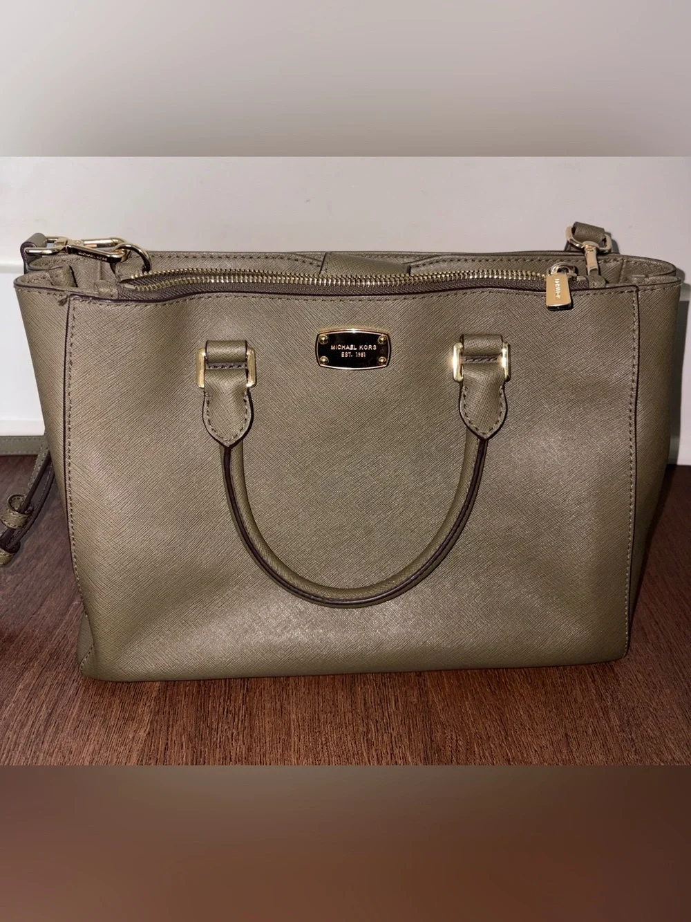 Michael Kors Olive Green Saffiano Leather Purse